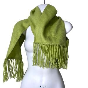 Capchatex Alpaca Scarf Women Fringe Trim Green Long